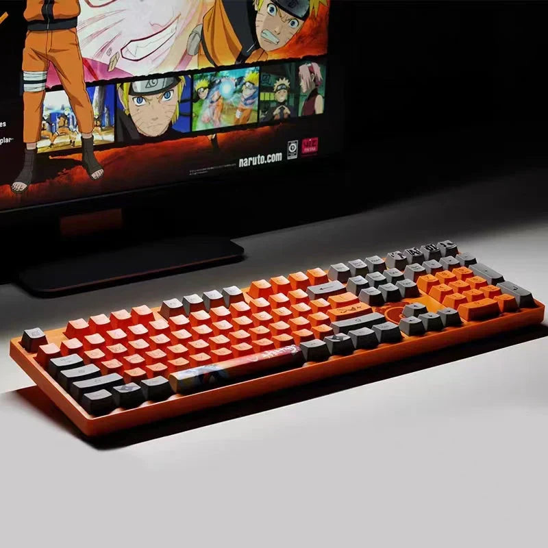 Naruto Anime Mechanical Keyboard and Mouse Combo, Uzumaki Naruto Uchiha Sasuke Themed Wired Gaming Keyboard Mouse Set, 108 Keys Full Size Keyboard, Anime Gaming Desktop Accessories, Gift for Naruto Fans Gamers