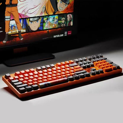 Naruto Anime Mechanical Keyboard and Mouse Combo, Uzumaki Naruto Uchiha Sasuke Themed Wired Gaming Keyboard Mouse Set, 108 Keys Full Size Keyboard, Anime Gaming Desktop Accessories, Gift for Naruto Fans Gamers