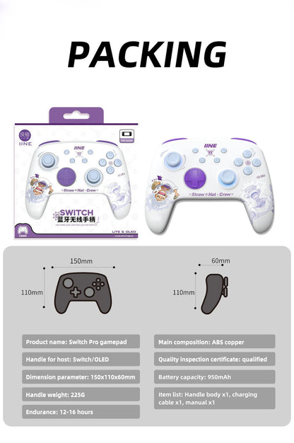 One Piece Luffy Gear 5 Wireless Controller for Nintendo Switch, Straw Hat Crew Anime Bluetooth Gamepad, RGB Light, Dual Vibration & Motion Sensing, Gaming Controller Gift for One Piece Fans
