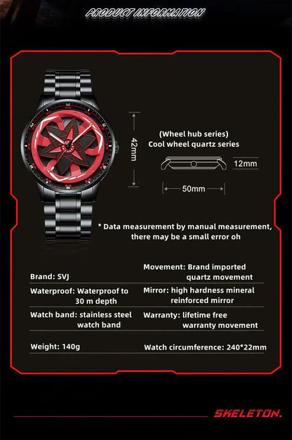 Naruto Sharingan Anime Watch for Men, Uchiha Sasuke Madara Rotating Sharingan Dial Wrist Watch, Stainless Steel Band Quartz Watch, Anime Cosplay Accessory, Collectible Gift for Naruto Fans