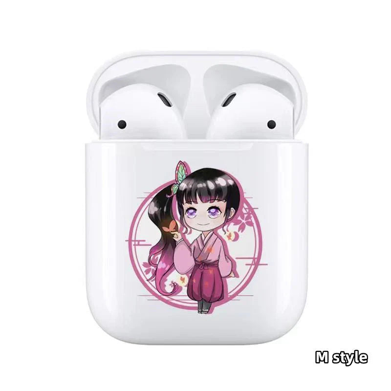 Demon Slayer Wireless Bluetooth Earbuds, Tanjiro Nezuko Zenitsu Giyuu Anime Print TWS Earphones, Touch Control Stereo Sound Headset, Portable Earbuds Case, Anime Fan Gift