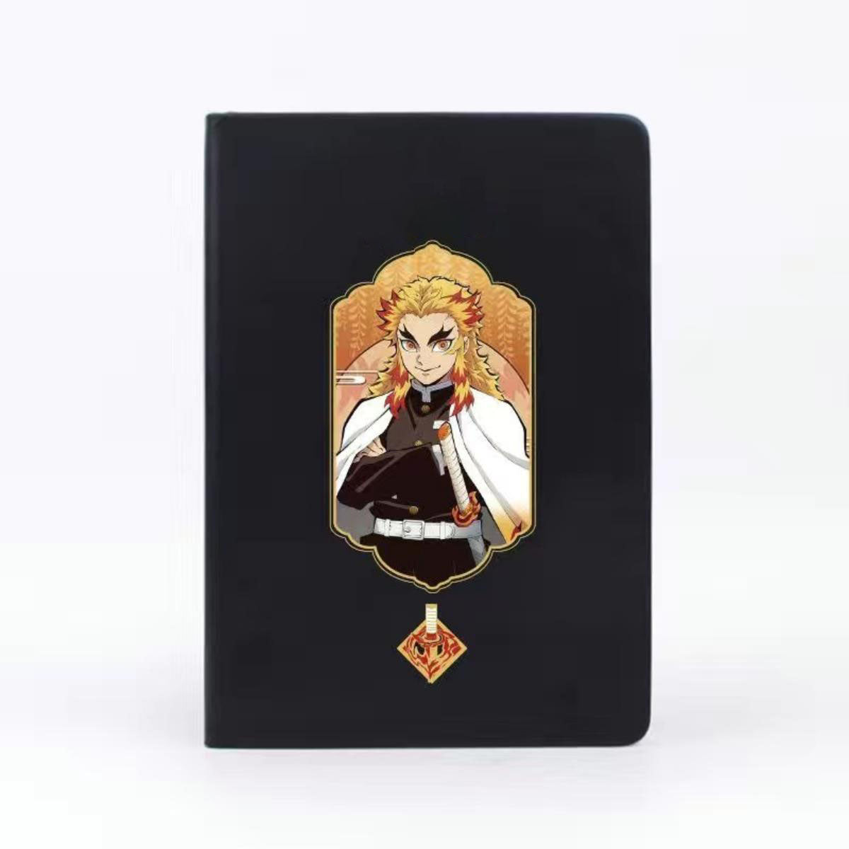 Demon Slayer Anime Notebook & Pen Gift Set, Tanjiro Nezuko Zenitsu Inosuke Character Journal with Metal Badge, Hardcover Writing Notebook Stationery Set, Anime Collectible Gift for Demon Slayer Fans