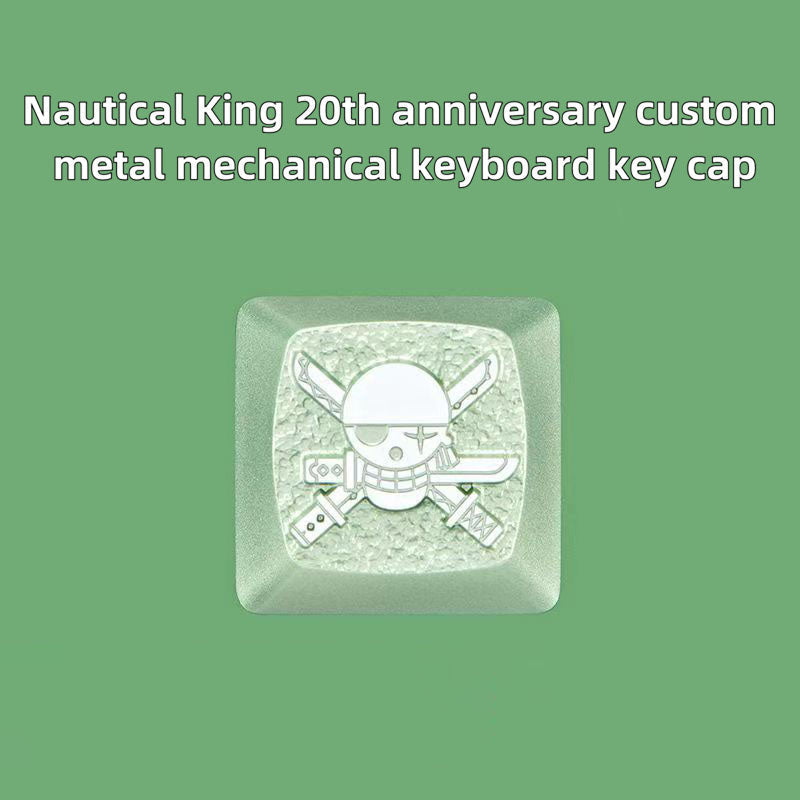 One Piece Custom Metal Keycap, Anime 3D Embossed Mechanical Keyboard Key Cap, Skull & Straw Hat Pattern Artisan Keycap, Replacement Keycap for Cherry MX Switch, Gaming Keyboard Decor Gift for One Piece Fans