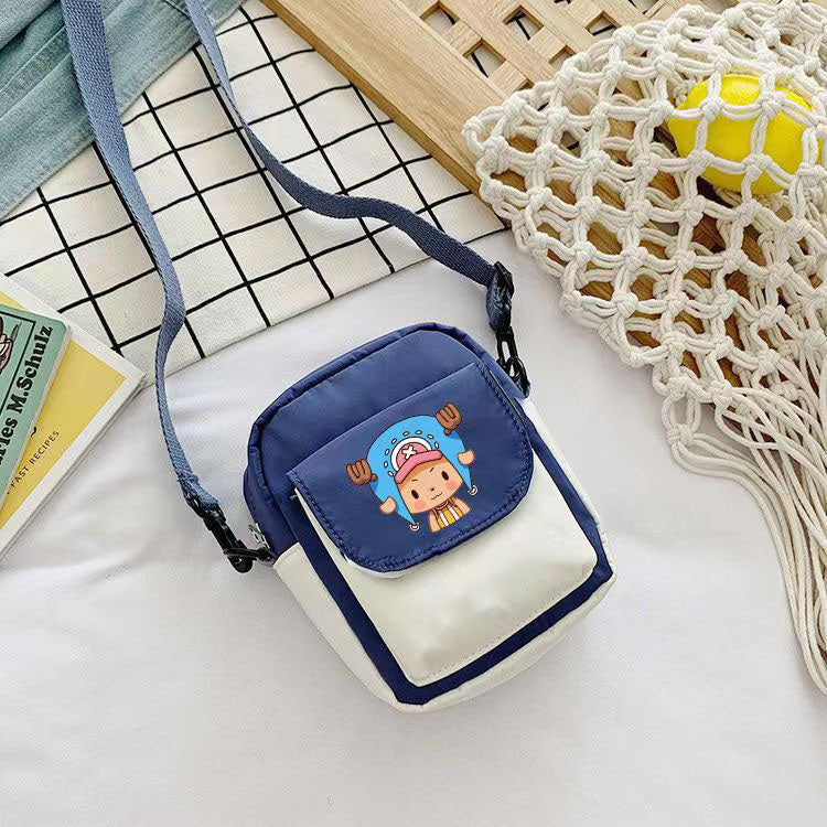 One Piece Anime Mini Crossbody Bag, Luffy Zoro Nami Chopper Sanji Character Print Small Shoulder Purse, Cute Canvas Sling Bag, Anime Fan Daily Messenger Bag Gift