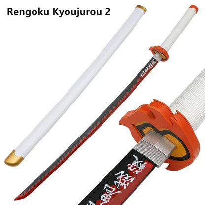 Demon Slayer Cosplay Nichirin Sword, Bamboo Blade Katana Replica, Anime Demon Slayer Prop Sword with Scabbard and Belt, Tanjiro Zenitsu Rengoku Giyuu Cosplay Weapon for Halloween