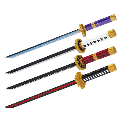One Piece Roronoa Zoro 4 Swords Building Blocks Set, Wado Ichimonji, Sandai Kitetsu, Shusui, Enma Katana Replica Model Bricks with Display Stand, DIY Assembly Anime Collectible Decor Gift