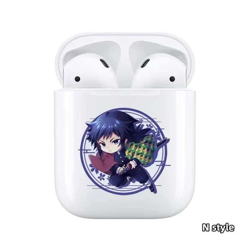 Demon Slayer Wireless Bluetooth Earbuds, Tanjiro Nezuko Zenitsu Giyuu Anime Print TWS Earphones, Touch Control Stereo Sound Headset, Portable Earbuds Case, Anime Fan Gift