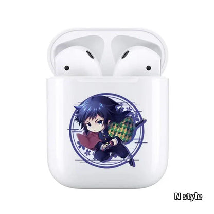 Demon Slayer Wireless Bluetooth Earbuds, Tanjiro Nezuko Zenitsu Giyuu Anime Print TWS Earphones, Touch Control Stereo Sound Headset, Portable Earbuds Case, Anime Fan Gift