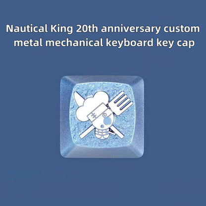 One Piece Custom Metal Keycap, Anime 3D Embossed Mechanical Keyboard Key Cap, Skull & Straw Hat Pattern Artisan Keycap, Replacement Keycap for Cherry MX Switch, Gaming Keyboard Decor Gift for One Piece Fans