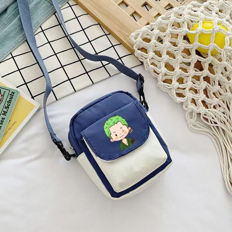 One Piece Anime Mini Crossbody Bag, Luffy Zoro Nami Chopper Sanji Character Print Small Shoulder Purse, Cute Canvas Sling Bag, Anime Fan Daily Messenger Bag Gift