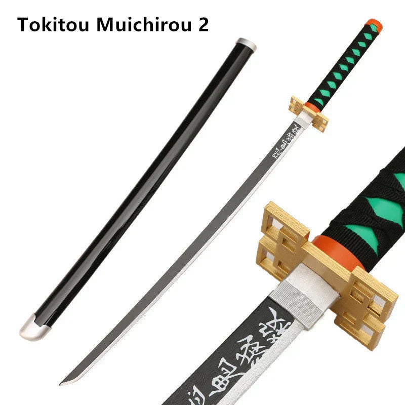Demon Slayer Cosplay Nichirin Sword, Bamboo Blade Katana Replica, Anime Demon Slayer Prop Sword with Scabbard and Belt, Tanjiro Zenitsu Rengoku Giyuu Cosplay Weapon for Halloween