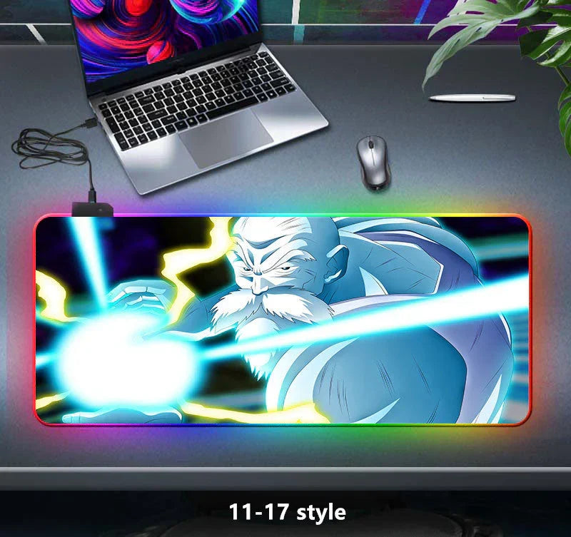 Dragon Ball Z RGB Large Mouse Pad, Anime DBZ Goku Vegeta Frieza Extended Gaming Mousepad with LED Rainbow Light, Non Slip Rubber Base Desk Mat for PC Keyboard Laptop, Dragon Ball Fan Decor