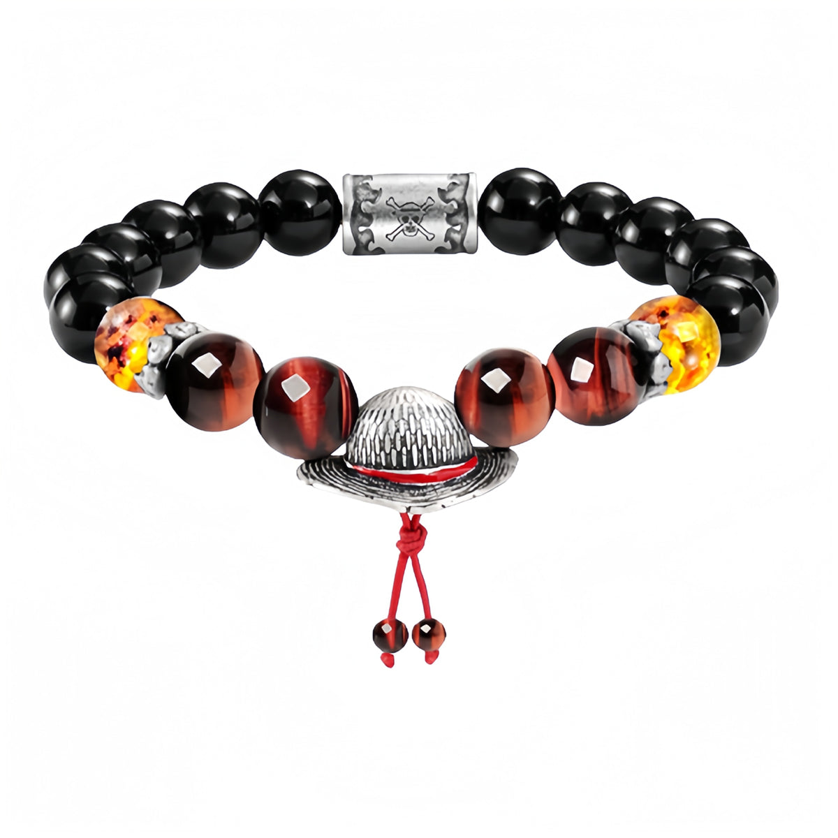 One Piece Anime Beaded Bracelet, Portgas D Ace Themed Natural Stone Woven Bracelet, Adjustable Luffy Anime Cosplay Bracelet, Handmade Bead Wristband Jewelry, Anime Merch Gift for One Piece Fans