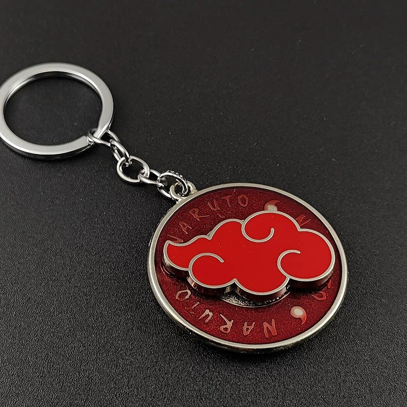 Naruto Anime Sharingan Rotatable Keychain, Uchiha Clan Rotating Sharingan Metal Key Ring, Akatsuki Red Cloud Pendant, Anime Cosplay Accessory, Collectible Key Chain Gift for Naruto Fans