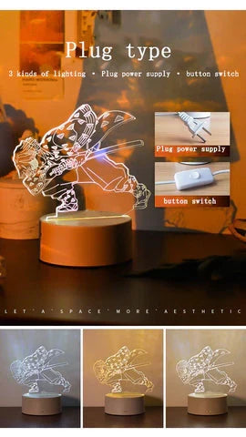 Demon Slayer 3D Illusion LED Night Light, Kimetsu No Yaiba Anime Character Table Lamp, Touch Control 7 Color Changing Acrylic Night Lamp, Bedroom Desktop Decor Birthday Gift for Demon Slayer Fans