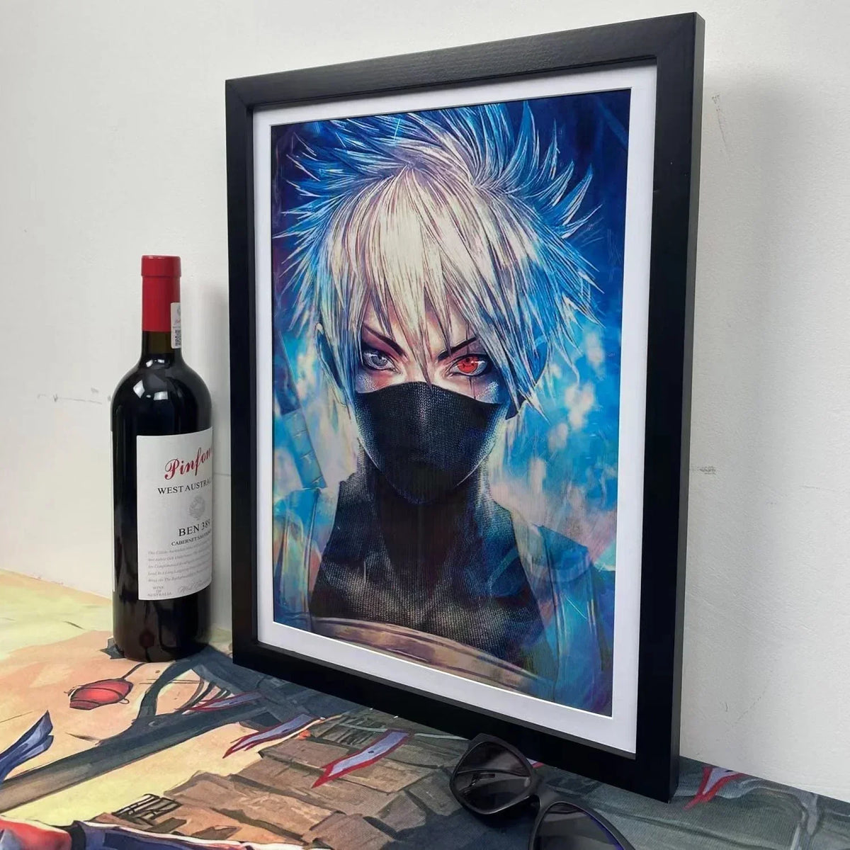 Naruto 3D Lenticular Poster with Frame, Anime Flip Changing Picture Art, Kakashi Sasuke Gaara Naruto Wall Decor, Bedroom Hanging Painting, Naruto Fan Merch Gift