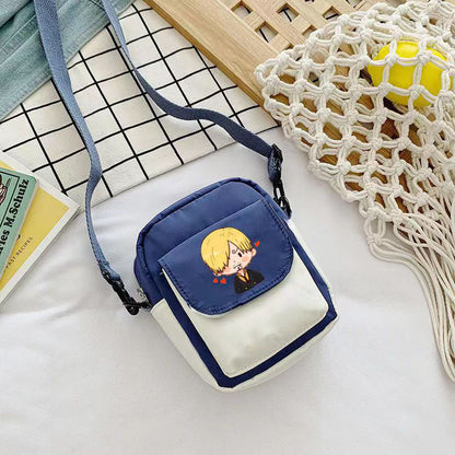 One Piece Anime Mini Crossbody Bag, Luffy Zoro Nami Chopper Sanji Character Print Small Shoulder Purse, Cute Canvas Sling Bag, Anime Fan Daily Messenger Bag Gift
