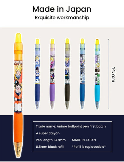 Dragon Ball Z Anime Retractable Ballpoint Pens, Goku Vegeta Gohan Trunks Character Printed Gel Ink Pens, Anime Themed School Office Writing Stationery, Collectible Gift for Dragon Ball Fans