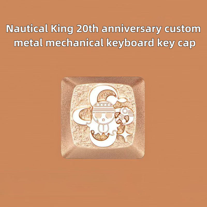 One Piece Custom Metal Keycap, Anime 3D Embossed Mechanical Keyboard Key Cap, Skull & Straw Hat Pattern Artisan Keycap, Replacement Keycap for Cherry MX Switch, Gaming Keyboard Decor Gift for One Piece Fans