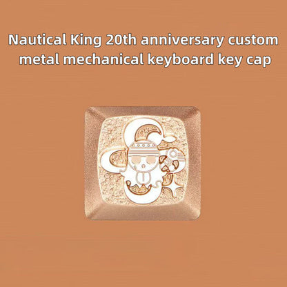 One Piece Custom Metal Keycap, Anime 3D Embossed Mechanical Keyboard Key Cap, Skull & Straw Hat Pattern Artisan Keycap, Replacement Keycap for Cherry MX Switch, Gaming Keyboard Decor Gift for One Piece Fans