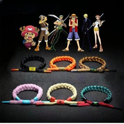 One Piece Anime Braided Bracelet, Straw Hat Pirates Woven Rope Wristband, Adjustable Character Themed Bracelets, One Piece Cosplay Jewelry, Anime Fan Gift for Men Women Teens