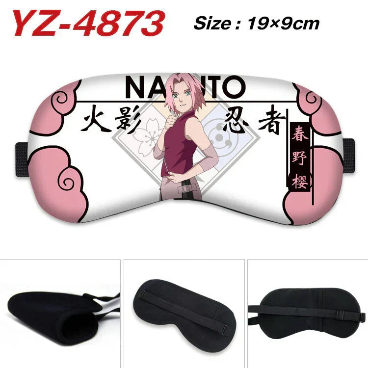 Naruto Anime Sleep Eye Mask, Uchiha Sasuke Itachi Madara Sakura Printed Blindfold, Soft Comfort Light Blocking Eye Cover for Travel Nap, Multiple Styles, Anime Fan Gift