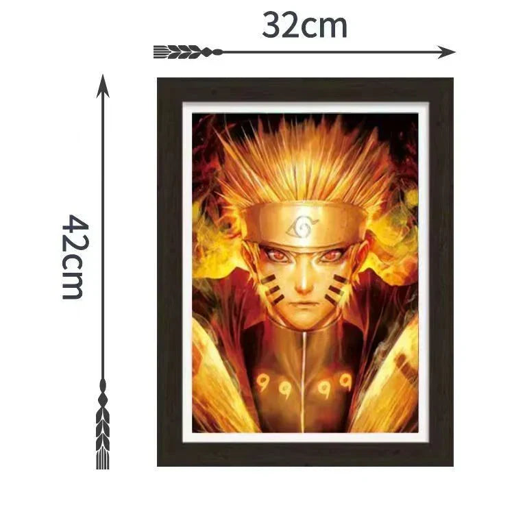 Naruto 3D Lenticular Poster with Frame, Anime Flip Changing Picture Art, Kakashi Sasuke Gaara Naruto Wall Decor, Bedroom Hanging Painting, Naruto Fan Merch Gift