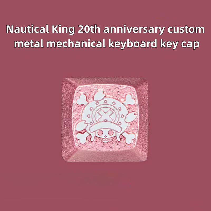One Piece Custom Metal Keycap, Anime 3D Embossed Mechanical Keyboard Key Cap, Skull & Straw Hat Pattern Artisan Keycap, Replacement Keycap for Cherry MX Switch, Gaming Keyboard Decor Gift for One Piece Fans