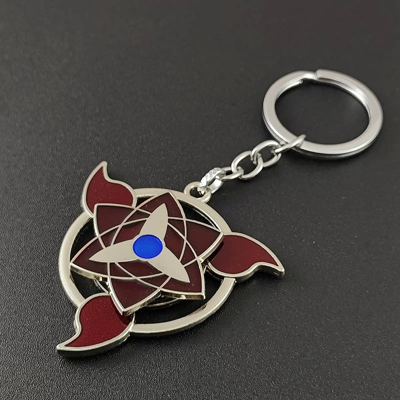 Naruto Sasuke Itachi Kakashi Rotating Sharingan Keychain Metal Anime Pendant Key Ring Cosplay Accessory Collectible Key Charm Gift For Anime Fans