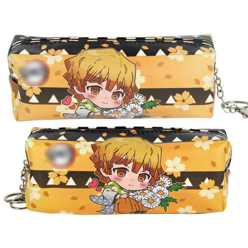 Demon Slayer Anime Pencil Case, Multi Styles Tanjiro Nezuko Zenitsu Rengoku Printed Pen Bag, Large Capacity Zipper Stationery Pouch, Demon Slayer Merch Makeup Bag Gift for Students Anime Fans