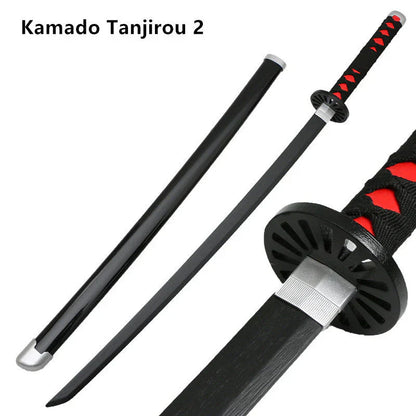 Demon Slayer Cosplay Nichirin Sword, Bamboo Blade Katana Replica, Anime Demon Slayer Prop Sword with Scabbard and Belt, Tanjiro Zenitsu Rengoku Giyuu Cosplay Weapon for Halloween