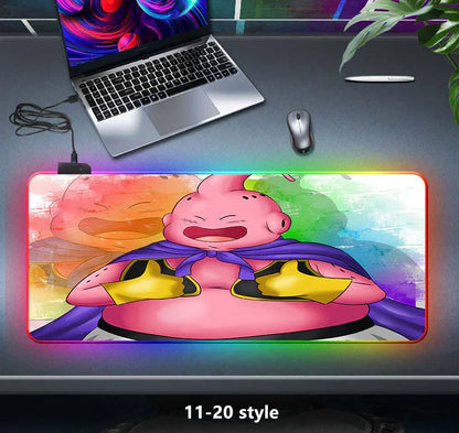 Dragon Ball Z RGB Large Mouse Pad, Anime DBZ Goku Vegeta Frieza Extended Gaming Mousepad with LED Rainbow Light, Non Slip Rubber Base Desk Mat for PC Keyboard Laptop, Dragon Ball Fan Decor