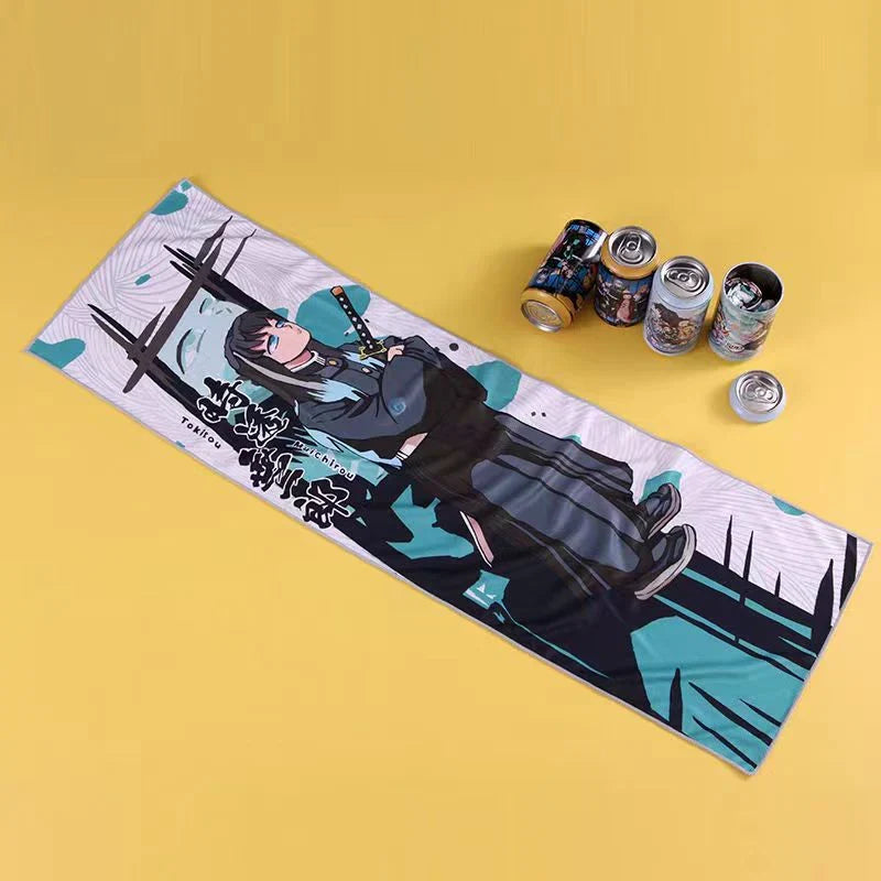Demon Slayer Anime Cooling Towel Blind Box, Instant Cooling Sports Towel, Microfiber Quick Dry Ice Towel for Gym Running Cycling Workout, Canned Random Anime Character Chilling Towel, Anime Fan Collectible Gift