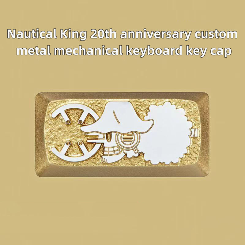 One Piece Custom Metal Keycap, Anime 3D Embossed Mechanical Keyboard Key Cap, Skull & Straw Hat Pattern Artisan Keycap, Replacement Keycap for Cherry MX Switch, Gaming Keyboard Decor Gift for One Piece Fans