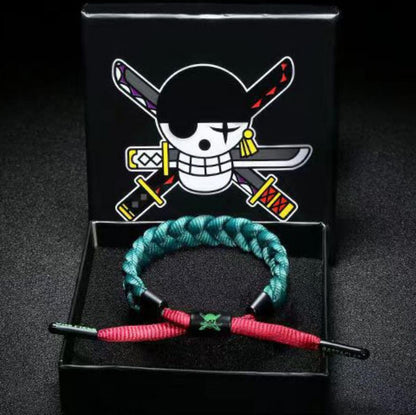 One Piece Anime Braided Bracelet, Straw Hat Pirates Woven Rope Wristband, Adjustable Character Themed Bracelets, One Piece Cosplay Jewelry, Anime Fan Gift for Men Women Teens