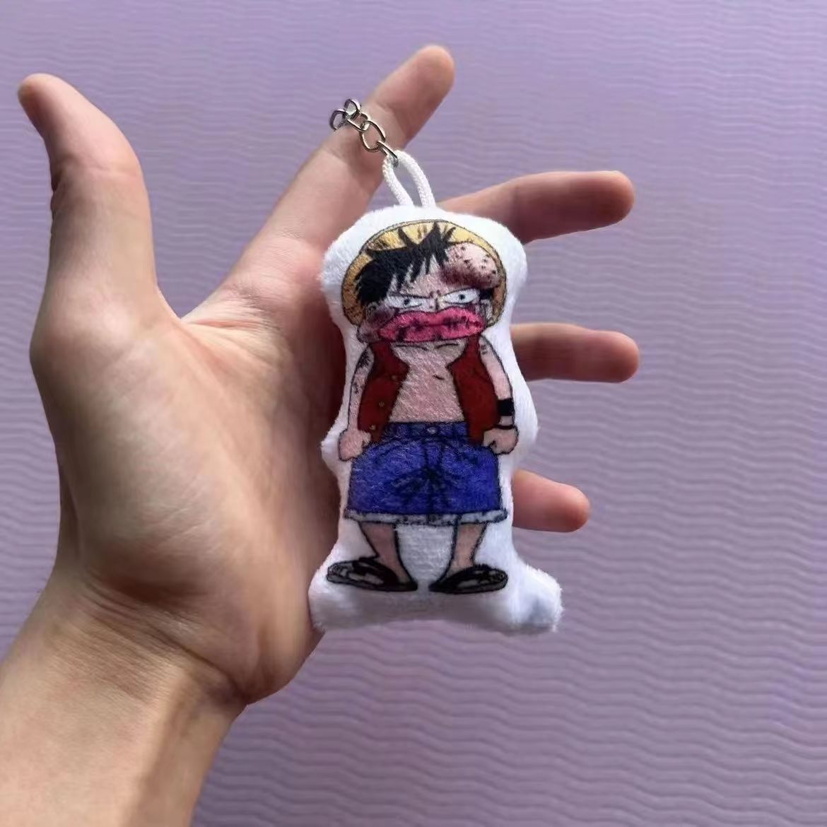 One Piece Anime Plush Keychain, Luffy Zoro Mummy Funny Stuffed Pendant, Cute Double-Sided Printed Plush Key Ring, Bag Backpack Charm Decor, Collectible Gift for One Piece Fans