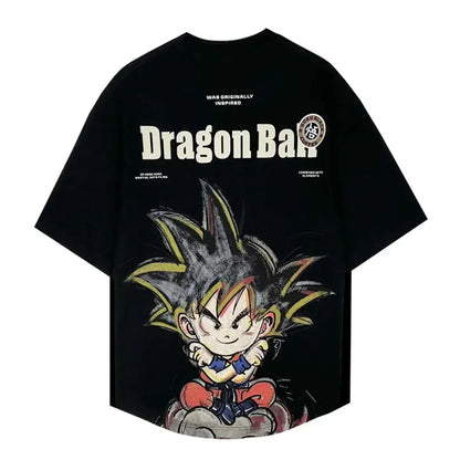 Dragon Ball Z Goku Anime T-Shirt, DBZ Kid Goku Graphic Short Sleeve Tee, Casual Cotton Loose Fit Shirt, Dragon Ball Printed Tshirt for Men Teens Anime Fans