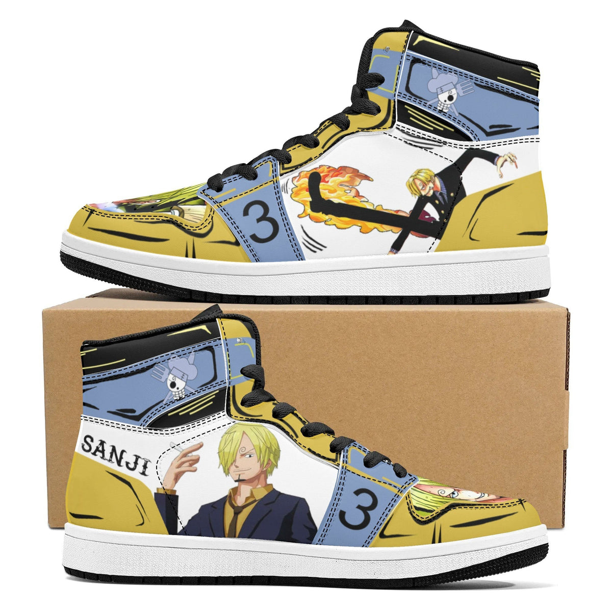 One Piece Sanji Anime High Top Sneakers, Custom Printed Sanji Character Fashion Casual Shoes, One Piece Anime Streetwear Footwear, Anime Sneaker Gift for One Piece Fans