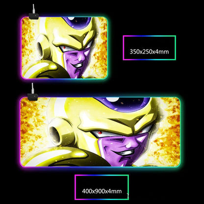 Dragon Ball Z RGB Large Mouse Pad, Anime DBZ Goku Vegeta Frieza Extended Gaming Mousepad with LED Rainbow Light, Non Slip Rubber Base Desk Mat for PC Keyboard Laptop, Dragon Ball Fan Decor