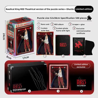 One Piece RED Anime Jigsaw Puzzle, Uta Luffy Shanks 1000 Pieces Cartoon Puzzle, One Piece Movie Character Puzzle Game, Collectible Anime Puzzle for Adults & Teens, Gift for One Piece Fans