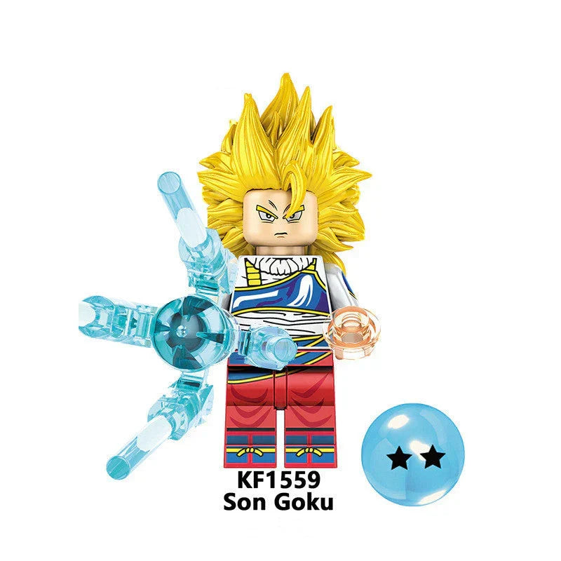 Dragon Ball Z Building Blocks Minifigures Set, DBZ Goku Vegeta Broli Zamasu Mini Figures with Dragon Ball & Energy Effect Parts, Anime Character Collectible Brick Toys, Gift for Kids & Dragon Ball Fans