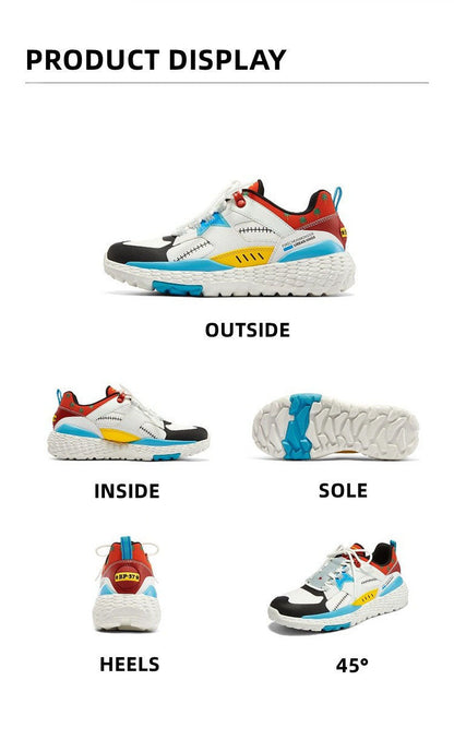 One Piece Franky Anime Sneakers for Men Women, Color Block Chunky Platform Casual Shoes, Anime Cosplay Streetwear Footwear, Breathable Lace Up Walking Shoes, Collectible Anime Gift for One Piece Franky Fans