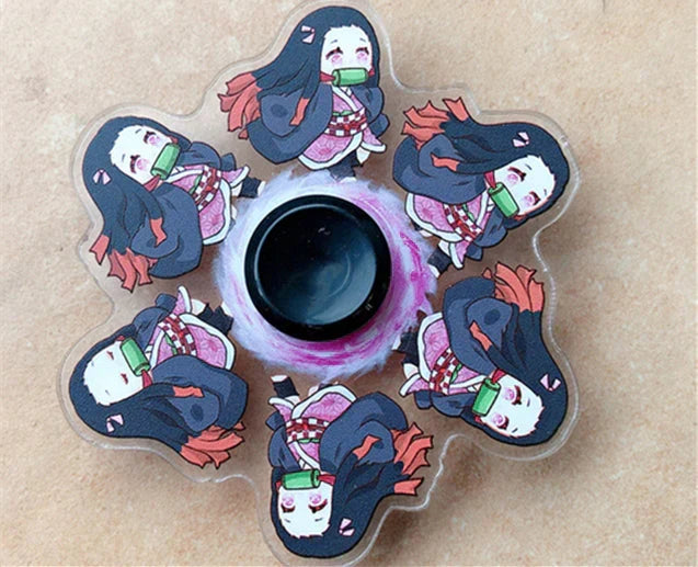 Demon Slayer One Piece Q Version Character Dynamic Optical Illusion Fidget Toy, Anime Running Fidget Spinner, Acrylic Stress Relief Hand Spinner, Anime Merch Gift for Kids & Anime Fans