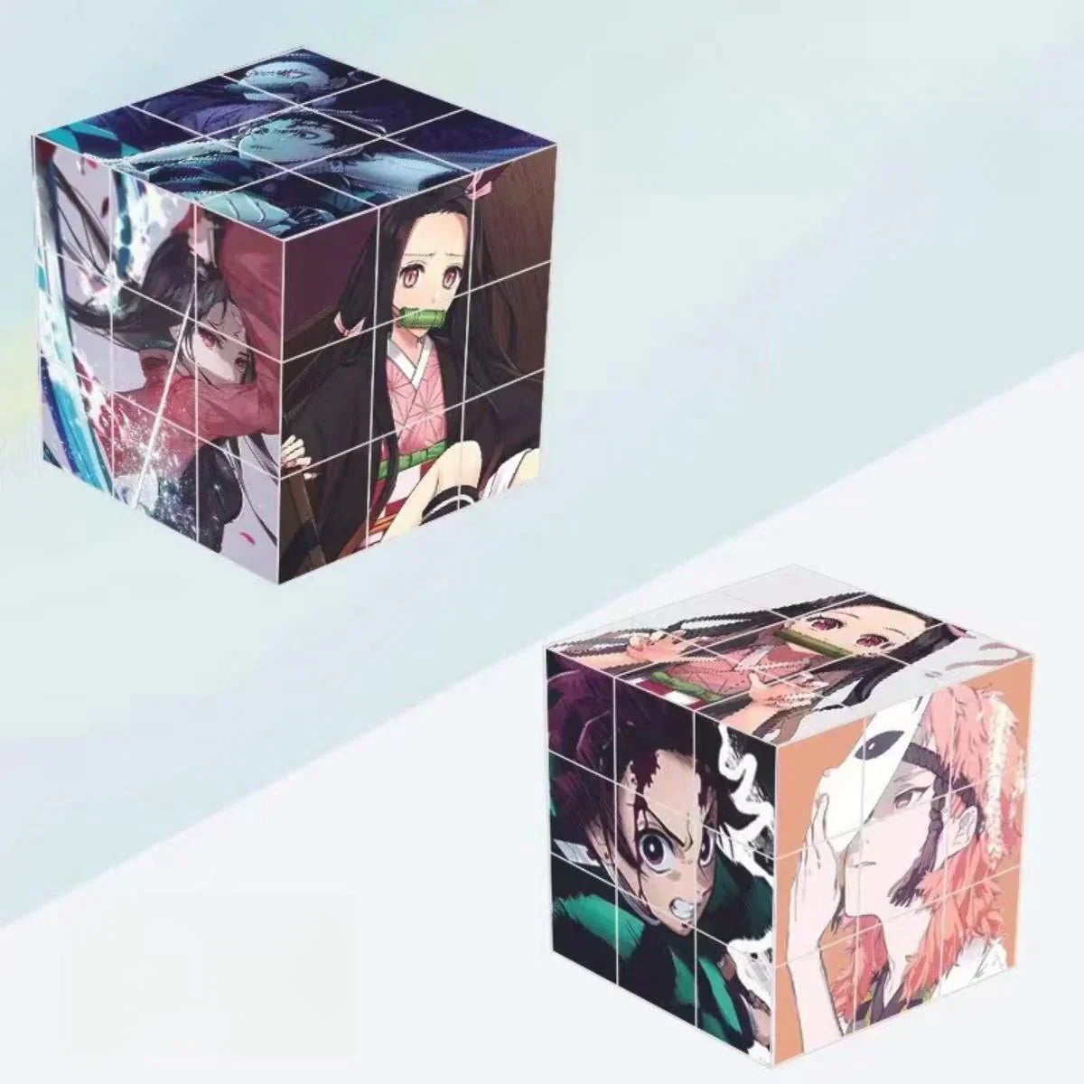Demon Slayer Tanjiro Nezuko HD Printed Speed Puzzle Cube, Smooth Turning Brain Teaser Educational Fidget Toy, Anime Collection Desk Decor Gift for Anime Fans