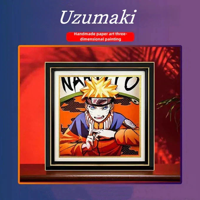 Naruto Uzumaki 3D Layered Paper Art Frame, Anime Naruto Handmade Paper Cut Shadow Box, Stratification Paper Carving Painting, Wall & Desk Display Decor, Collectible Art Gift for Naruto Anime Fans