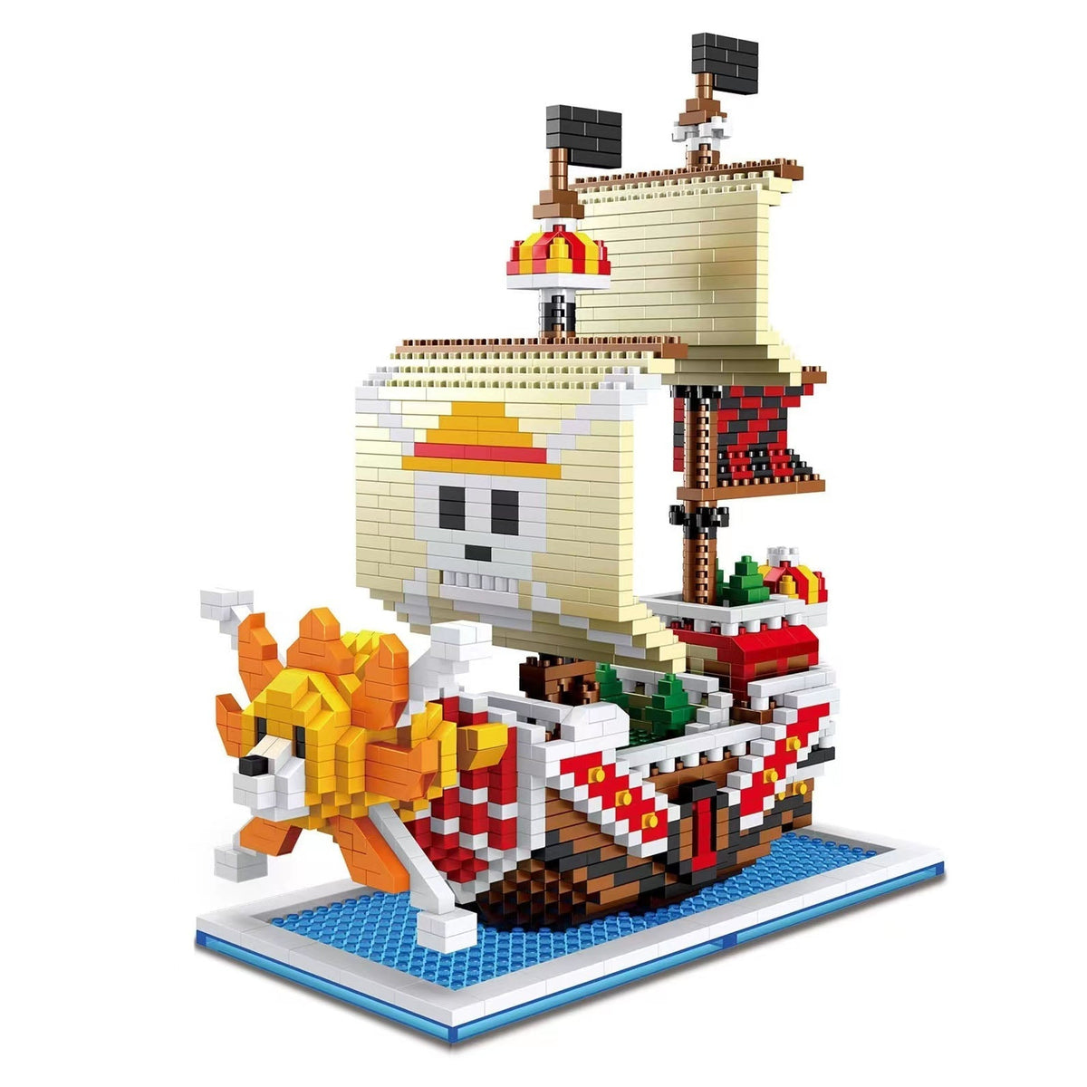 One Piece Pirate Ship Micro Building Blocks Set, Mini Brick Model Kit, Thousand Sunny, Going Merry, Red Force & Polar Tang Vessel, Desktop Display, Collectible Gift for Anime Fans