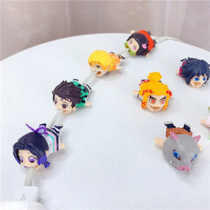 Demon Slayer Anime Cable Bite Protector, Cute Kimetsu no Yaiba Cable Saver, Cartoon Character Charger Cord Protector, Anti-break Cable Sleeve, Demon Slayer Collectible Cable Accessories, Gift for Anime Fans