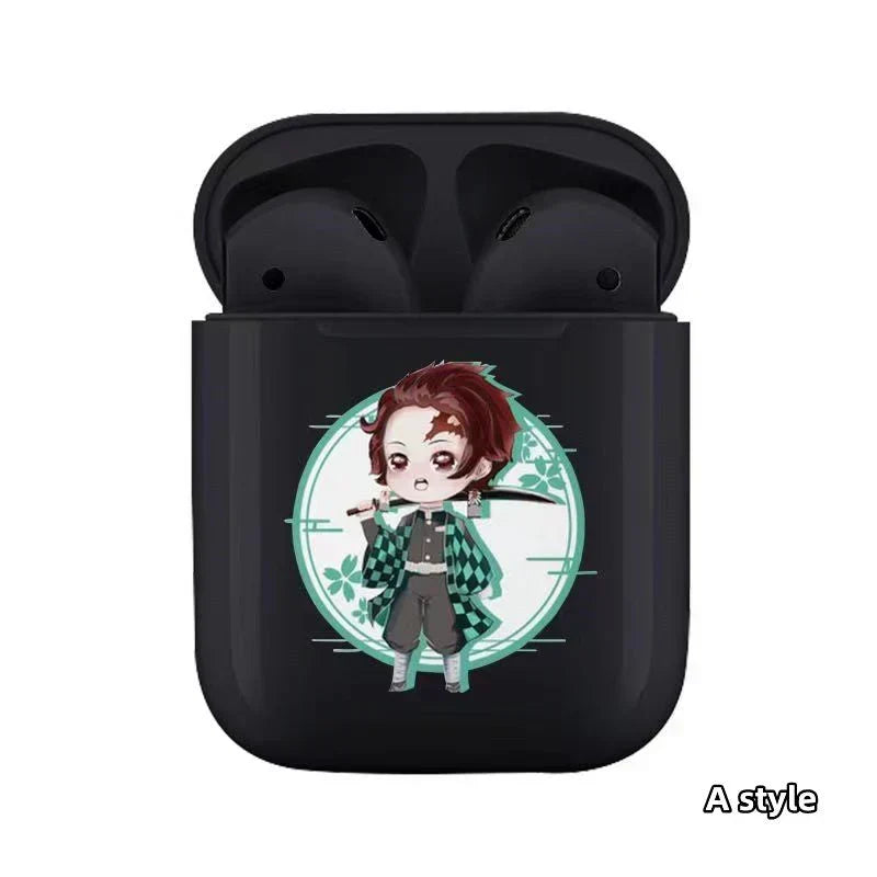 Demon Slayer Wireless Bluetooth Earbuds, Tanjiro Nezuko Zenitsu Giyuu Anime Print TWS Earphones, Touch Control Stereo Sound Headset, Portable Earbuds Case, Anime Fan Gift