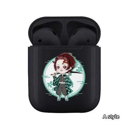 Demon Slayer Wireless Bluetooth Earbuds, Tanjiro Nezuko Zenitsu Giyuu Anime Print TWS Earphones, Touch Control Stereo Sound Headset, Portable Earbuds Case, Anime Fan Gift