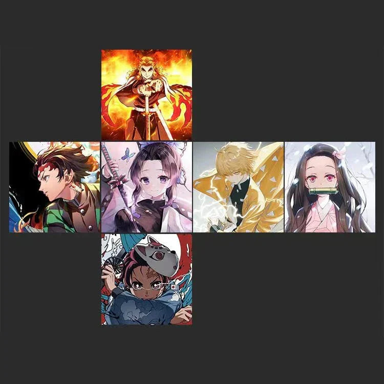 Demon Slayer Anime Magic Cube, Kimetsu no Yaiba Tanjiro Nezuko Rengoku Character Pattern 3x3 Speed Puzzle Cube, Stress Relief Fidget Toy, Anime Desk Decor Collectible Gift for Demon Slayer Fans Kids Adults